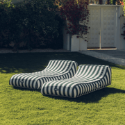 Green & White Cabana Stripe Fabric Covered Pool float lounger